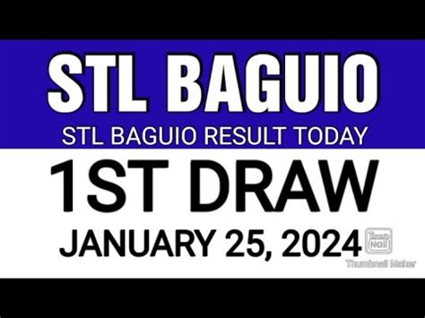 STL Baguio Results January 1 to 31, 2024.